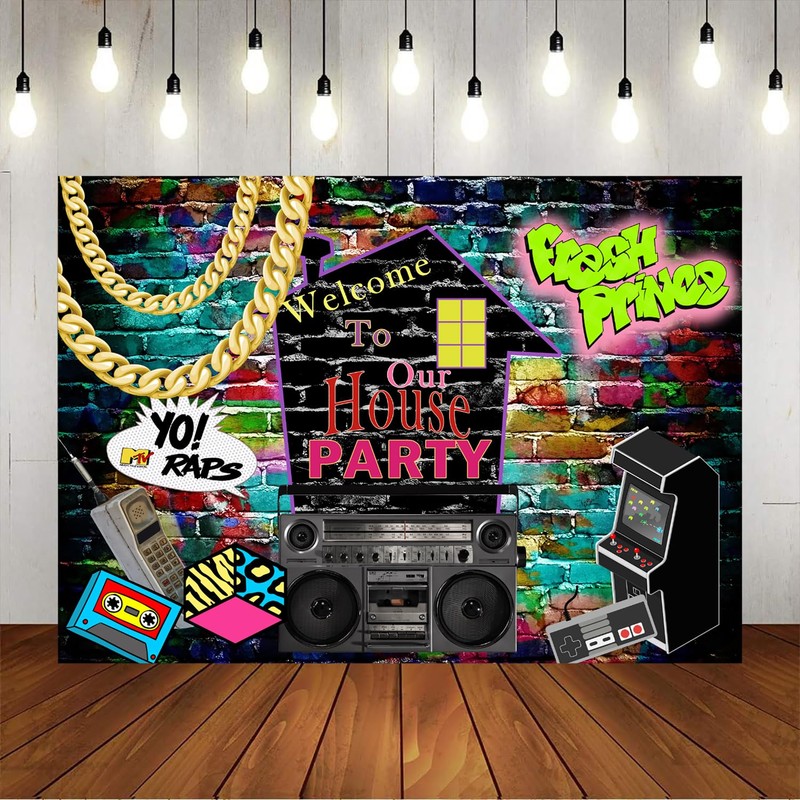Mocsicka Hip Hop Graffiti Theme Photography Backdrops 80's 90's Colorful
