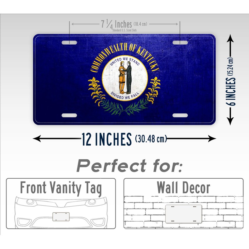 Kentucky Weathered Metal Flag License Plate Antique KY State Flag
