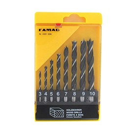 Famag CV Wood Twist Drill Bit Set 8 Piece Set in Plastic Box