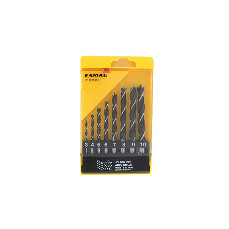 Famag CV Wood Twist Drill Bit Set 8 Piece Set