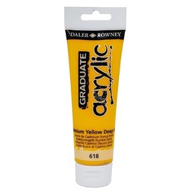 Daler-Rowney Graduate Acrylic Paint, Plastic Tube, 4oz - 120 ml, Cadmium Yellow Deep Hue