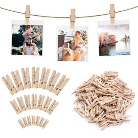 guangyuan 150 Pcs Small Wooden Clothes Pegs Mini Tiny Decorative Photo Pegs 2.5/3/3.5 cm LaundryClips for Hanging Photos, Pictures, Collages, Postcards, Gifts, Craft