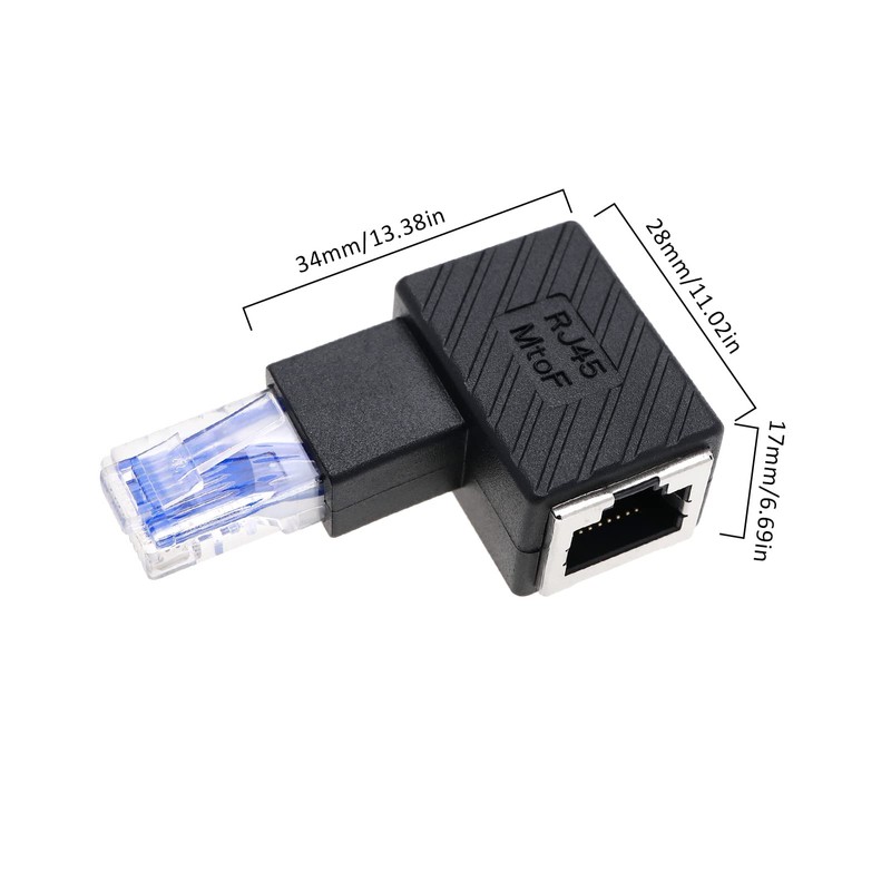 ECSiNG 2PCS RJ45 Ethernet Adapter 90 Degree RJ45 Male to