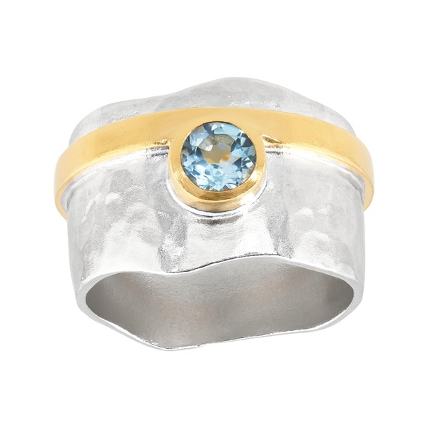 Silpada 'Sensational' Sterling Silver with 18K Yellow Gold-Plating Blue Topaz
