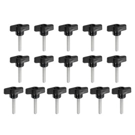 YELARXI Z- Shaped Thumb Screws 304 Stainless Steel Tee Wing Knobs Screws Clamping t Head, M6 x 35mm Thread Fit for Replace Hand Tightening Knob Supply - Z Shaped (16 Pack, Black)