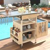 LUMISOL Outdoor Rolling Kitchen Island with Drop Leaf, 40.5" Solid