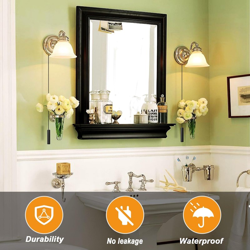 2PCS Bathroom Light Pull Cord 6*1.2cm Light Pull Handle with