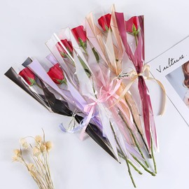6 Colors Flower Wrapping Paper Single Rose Packaging Bag 120 Sheets,Waterproof Floral Wrapping Paper,17.7 * 5 * 1.6inch Florist Bouquet Suppliesfor Mother Day Xmas Valentine's Day