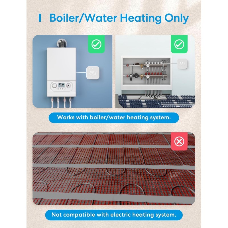 Meross Smart Thermostat Works with Combi Boiler & Water-Based Underfloor