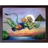 Handicraftstore Hanuman Anjani Putra flying over sea with doondri mountain,