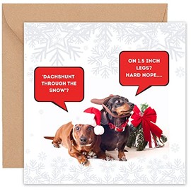Felbridge Studio - Dachshund Christmas Cards - Xmas Card From The Dog Doggie Pet Pup Fur Baby - Family Friends Mum Grandchildren Husband - 14cm