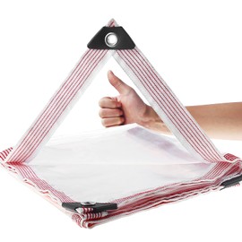 Tarps Heavy Duty Waterproof Clear tarp,Clear tarp，Tarpaulin,Upgrade with Package and Edge Banding,13.5 Mil Clear Tarpaulin with Grommets and Cable Tie,Home Garden Outdoor Use (4x5 FT/1.2x1.6 M)