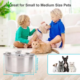 Generic Stainless Steel Cat Water Fountain, 3.2L Tank Automatic Pet Fountain Dog Water Dispenser, Pet Water Fountain Bowl Water Feeder for Dogs, Multiple Pets