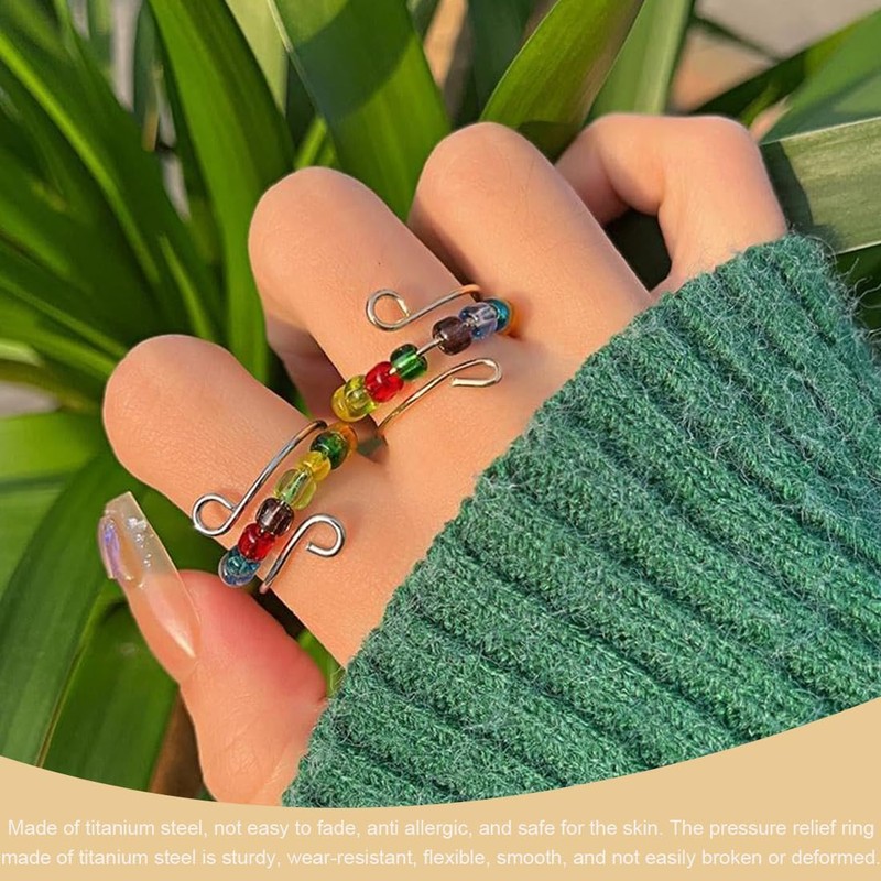 SGERUFZ 3-Piece Anti-Stress Ring Set, Adjustable Anxiety Ring, Efficient Relief