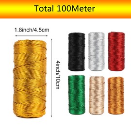 AIMALL 109 Yards Non-Elastic Tag Wire, 1.5mm 16-Strand Flat Hollow Craft Wire, Perfect for Gift Packaging and Crafts, Includes Purple, Green, Black, and More