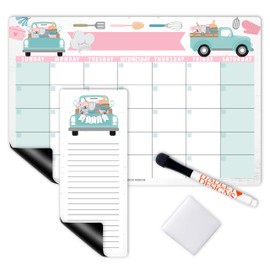 Truck Large Magnetic Calendar for Fridge Dry Erase Board for Refrigerator - Magnetic Fridge Calendar Dry Erase Magnetic Whiteboard Calendar, Magnetic Dry Erase Calendar for Fridge Planner Magnet…