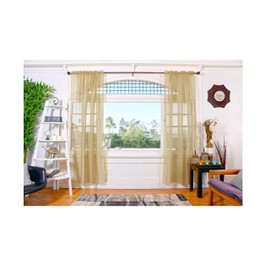 All American Collection Doli Sheer Curtains | Two 54" x 84" Panels (Beige)