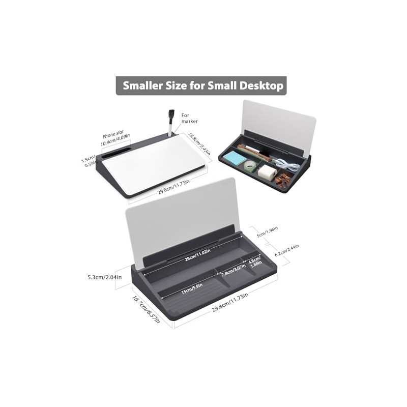 Varhomax Glass Desk Buddy Whiteboard with Storage