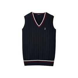 East Boy 4216027 4216027 Venus Cotton Vest (12G/Cable & Line) Sweater Vest, navy (580)