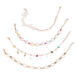 SAFIGLE Luxury Multi-Layer Alloy Anklet Set Beads Women Lady Girl Women Foot Decoration Ankle Jewelry White