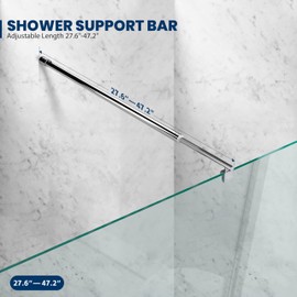 Shower Door Wall-to-Glass Support Bar, Adjustable Length 27 3/5"-47 1/5"(700mm-1200mm), Fix 5/16"(8mm) to 3/8"(10mm) Thick Glass Panel, Polished Chrome