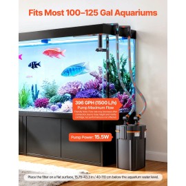 Powerful 396GPH Canister Filter Timed Light 4-Stage External Aquarium Filter Water Circulation Cleaning Aquarium AccessoriesDefault: Default