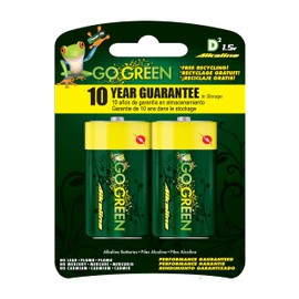 GoGreen Power (24004) Eco Friendly Alkaline D Batteries - No Lead, Cadmium or Mercury - Pack of 2