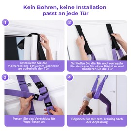 Domial Yoga Stretching Strap Door Hanging Strap Polyester Cotton Purple for Yoga Stretching Ballet Shoulder Opening Pilates Dance Parties Core Strengthening Home Fitness