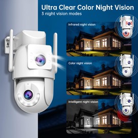JOOAN Security Camera Outdoor 2K Dual Lens Wired WiFi Cameras Home Surveillance IP Camera 360° PTZ Camera 5G /2.4G WiFi 2 Way Audio IP66 Weaterproof Motion Detect Alert Color Night Cloud/Card Record