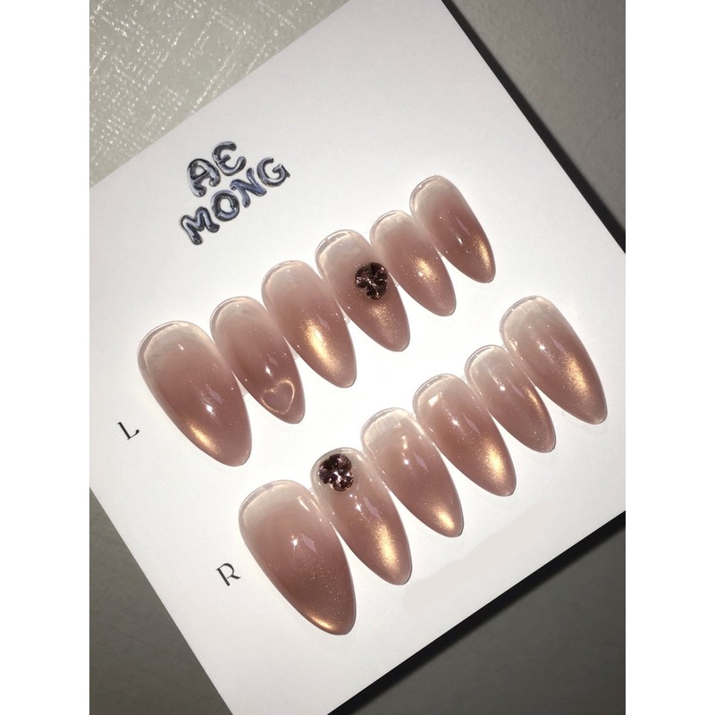 [Extended Nail Signature Art] Golden Rosé - Short Ballerina /
