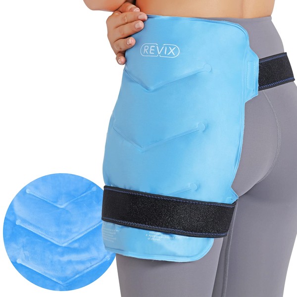 REVIX Hip Ice Pack Wrap After Surgery for Hip Bursitis Reusable Ice Pack for Hip Replacement Surgery, Soft Plush Lined Cold Compress for Hip Flexor Pain Relief, Inflammation & Swelling
