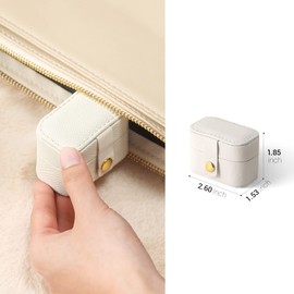 CASEGRACE Small Jewelry Ring Box Mini Travel Jewelry Case Portable Ring Storage Case for Rings Earrings, Gifts for Women Girls, White
