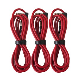 3.5mm 800 AUX Cable Cord for Dr Dre Headphones Monster Solo Beats Studio 1.2m Audio Right Angle Male to Male Stereo 90 Degree can Connect Any of Your Port Equipped (3 Packs) (Red)
