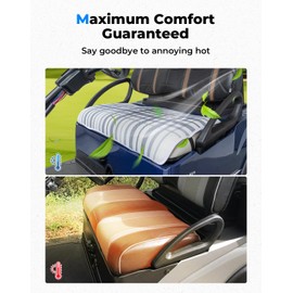 KEMIMOTO Universal Golf Cart Seat Towel Blanket Covers for All Weather, Compatible with EZGO, Club Car and More 2-Seat Golf Carts, Light Blue Stripes