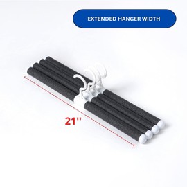 Displays By Jack No Shoulder Bumps Sweater Coat Cloth Hangers Padded Bendable Hanger for Bump Free Clothing Adjustable, Extended Width 21""(Black, 10)