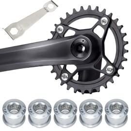 QIQN Chainring Bolts 7075 Aluminium Alloy Chainring Screw with Chainring Wrench for MTB Road Bikes Mountain Bike Road Bike BMX Crankset (Silver)