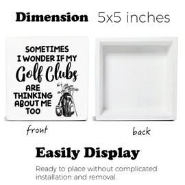 Golf Quote Decor Gift for Golf Lover Golfer Decorative Wooden Block Sign Golf Life Decorations for Home Office Shelf 5 x 5 Inch