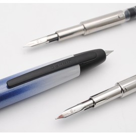 JINHAO 10 Press Fountain Pen Retractable Metal Pen with Ink Converter (Fine Nib, Gradient Orange Blue with Black Clip)