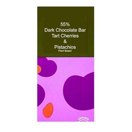 Oat Chocolate with Tart Cherries and Pistachios, Plant Based Gluten Free Snack Snacking Food Gift Treat, 1 3.5oz BG Bar