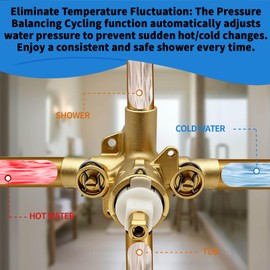 2570 Shower Valve Replacement Compatible with Moen Posi-Temp Trim Kit, Pressure Balancing Anti-Scald and Lead-Free Brass 4-Port Rough-In Stops, 1/2-Inch CC, Includes 1222 Cartridge, DIY Removal Tool