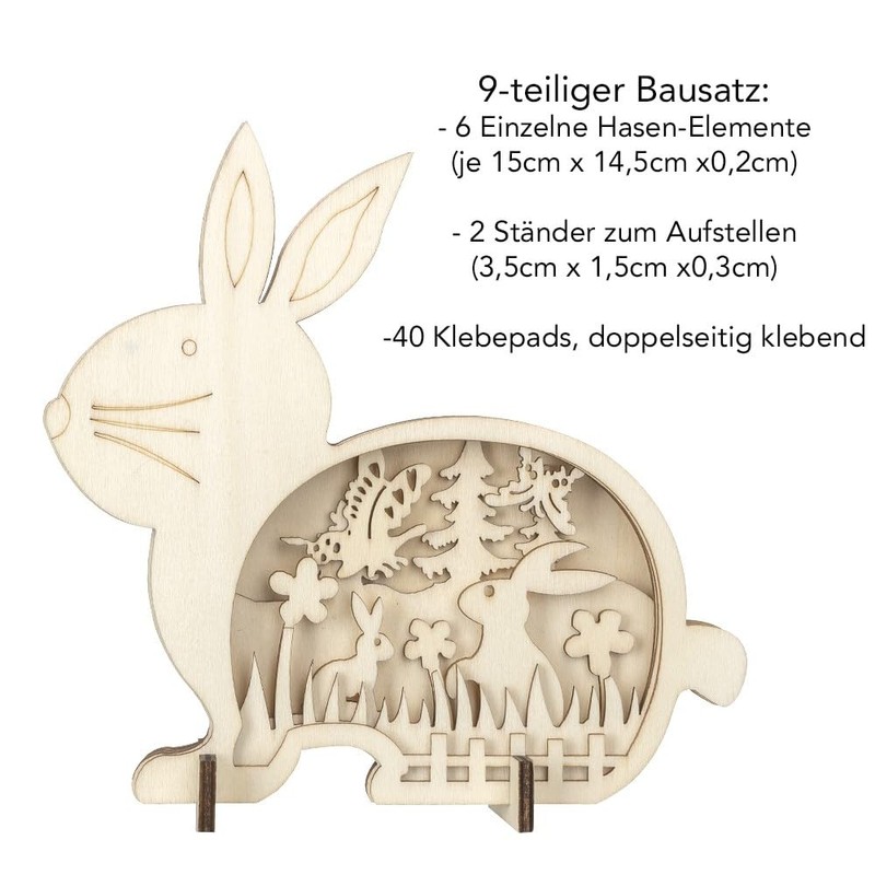 Ideen mit Herz 3D Construction Kit Rabbit Wooden Rabbit with
