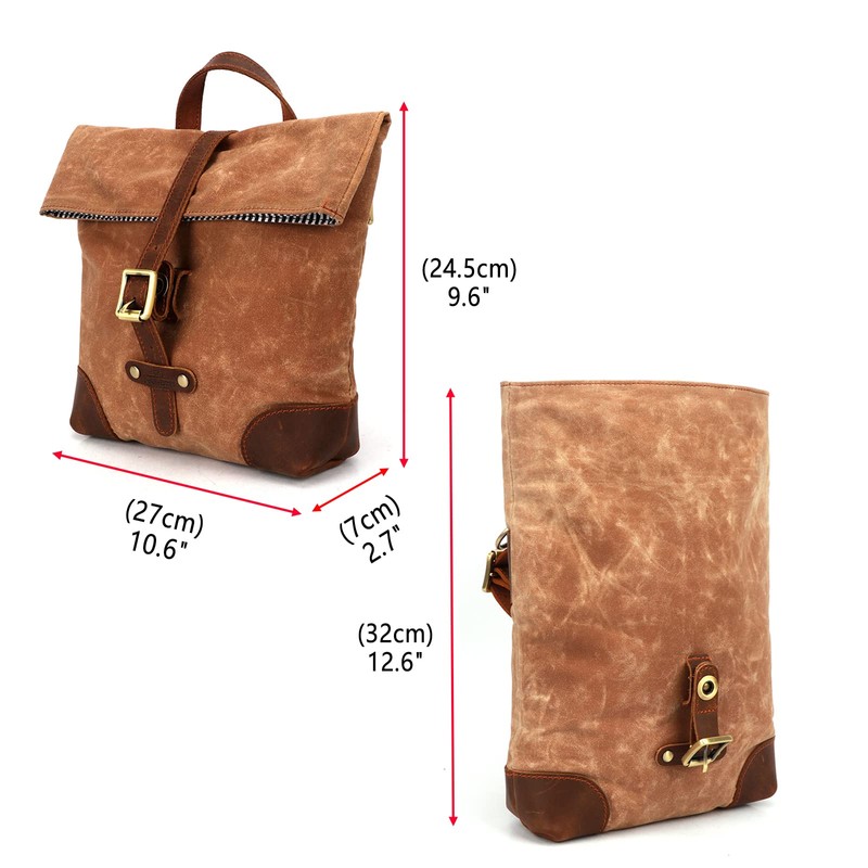 Tourbn Wax Canvas Leather Bicycle Back Seat Bag for Women