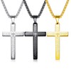 AIKS Men's Cross Scripture Scripture Engraved Black Cross Pendant, Good