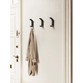 SORWDUERM Pack of 4 Black Leather Coat Hooks Wall for Hanging Rectangle Coat Hooks for Hanging Robe Towels Bags Hats Scarf Keys Clothes Suitable for Bedroom