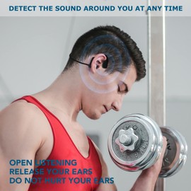 Crorowa The new second-generation bone conduction headphones waterproof, ENC noise concelling and Ear friendly,painless headset,lightweight,safety and portable earphone. (blue)