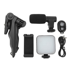 LED Video Light On Camera Accessories Kit Bundle Includes LED Fill Light Phone Clip Tripod Microphone 6500K Live Streaming Light
