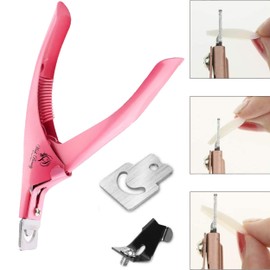Nail Clippers Tip Cutters for Acrylic False Fake Gel Artificial Nails Rustproof Sharp Professional Manicure Pedicure Trimmer Nail Care Tools (Pink)