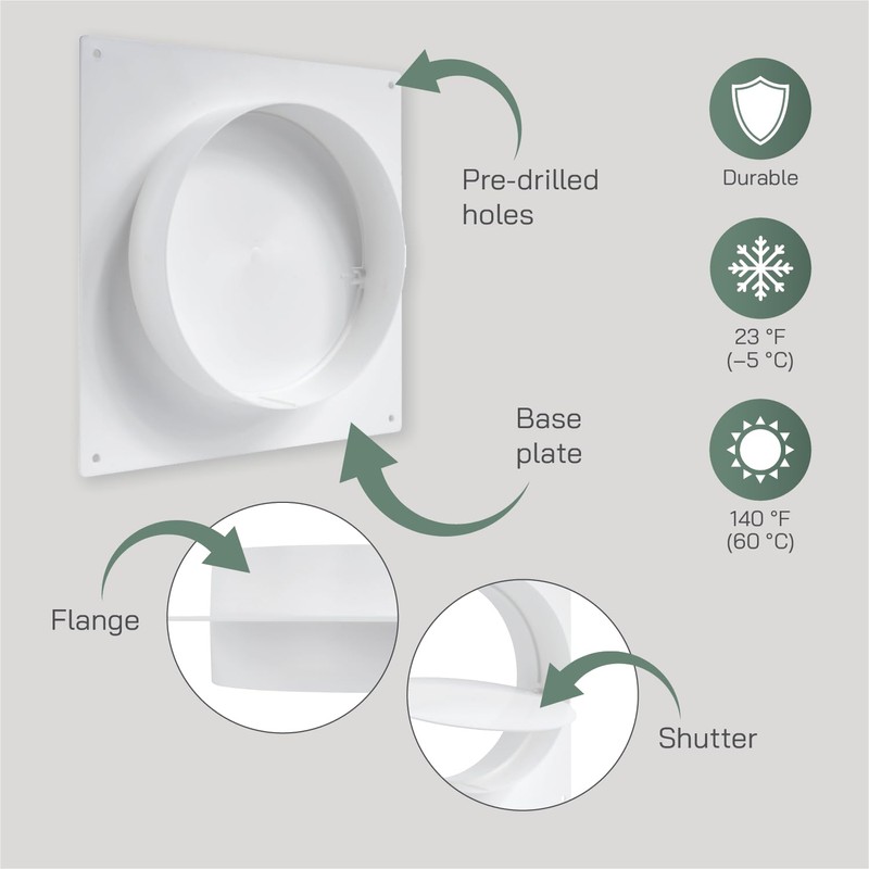 Vent Systems 6" inch Air Vent Duct Connector Flange Straight