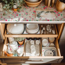 Shelf Liner for Kitchen Cabinets Non Adhesive 12 inch by 60 inch Kitchen Drawer Liner, Waterproof Cupboard Liner Anti-Slip for Kitchen Cabinets Wire Shelf Liner Easy to Trim