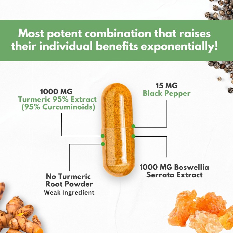 Turmeric Boswellia Extract Supplement 2000 mg – Extra Strength Boswellia